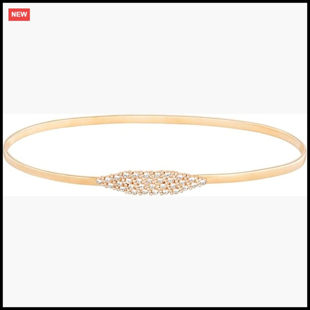 Skinny Metal Waist Belt Elastic Thin Chain Rhinestone Stretch Y2K Elegant